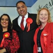 Naz Shah, Imran Hussain and Judith Cummins pictured at the last election count