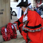 Lord Mayor of Bradford Cllr Doreen Lee lays a poppy wreath on Remembrance Day last year.