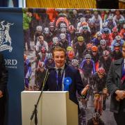 Robbie Moore makes his victory speech after winning the key marginal of Keighley
