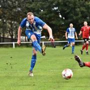 Luke Aldrich opened the scoring for Eccleshill in their thrilling win at Silsden Picture: Daniel Kerr