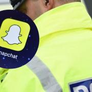 A Snapchat emblem and a police officer