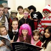 Steeton Primary School pupils as Harry Potter, Hermione Granger, Wally, Alice in Wonderland and Captain Jack Sparrow in 2008