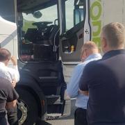 A lorry driver set up a TV in his vehicle for stranded England fans to watch the Germany match