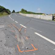 The marks left on the road where the incident happened
