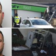 Clockwise from top left: James Fairburn, the Co-op in Cullingworth, Steeton Co-op's destroyed ATM, Stuart Penney
