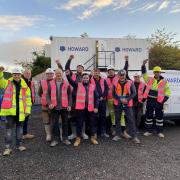 Contractors Howard Civil Engineering have swapped their yellow hi-vis jackets for pink for Breast Cancer Awareness Month