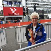 Peggy enjoying a day at Brands Hatch