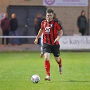 Mark Ferguson scored twice in the last 10 minutes for Campion as they stunned Brighouse Town in the West Riding County Cup quarter-finals last night. Picture: Alex Daniel.