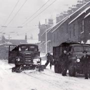 A snowy street scene in Clayton in 1958