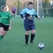 Field (in blue) won their first West Riding County Women's League game, coming from behind to beat Golcar United. Pic: Carys Crow.