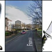 A Bradford man is accused of carrying a machete and hunting knife in Fearnville Drive, in the Laisterdyke area. Main picture: Google Street View. Left and right pictures: Pixabay