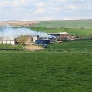 The barn fire at Silsden on Saturday. Picture: West Yorkshire Fire and Rescue Service