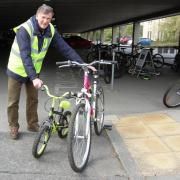 David Goldie with some of the donated bikes being collected at Skipton Building Society carpark