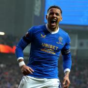 James Tavernier celebrates his goal against RB Leipzig in the semi-final second leg at Ibrox. Picture: Andrew Milligan/PA Wire