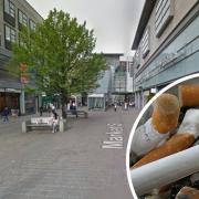 A man from Horsforth has been fined for dropping a cigarette in Market Street, Manchester. Main Picture: Google Street View. Inset Picture: Pixabay