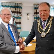 Cllr Simon Myers, Craven Council's last chairman, right, and outgoing chairman, Cllr Alan Sutcliffe