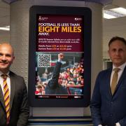 City's chief commercial officer Davide Longo, left, with John Cunliffe from Leeds Bradford Airport