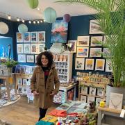Katie among the many creative items inthe shop