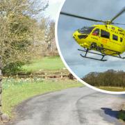 The air ambulance was called out to the crash at the entrance to the St Ives Estate