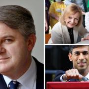 Left, Philip Davies MP. Top right, leadership candidate Liz Truss MP on the campaign trail and lower right, Rishi Sunak MP in his former role as chancellor. Pictures: Parliament and PA