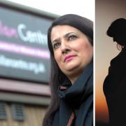 The Millan Centre's Saliha Sadiq, left, and a photo of a pregnant woman, right. Pictures: T&A and Canva, Pixabay