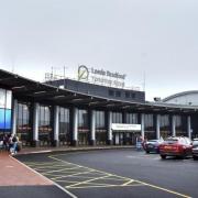 Leeds Bradford Airport has one of the highest priced pick up and drop off charges in the UK, a study has claimed. Pictured, view outside Leeds Bradford Airport