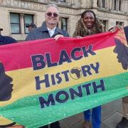 BLACK HISTORY MONTH IN BRADFORD: Left to right, Marcia Guy, Gerard Hall, Yvonne Hall and Nigel Guy in Centenary Square