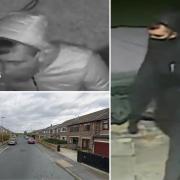 Police have released images of a man they would like to identify in connection with an attempted burglary in Norwood Grove, Birkenshaw. Bottom-Left Picture: Google Street View. Top-Left and Right Picture: West Yorkshire Police