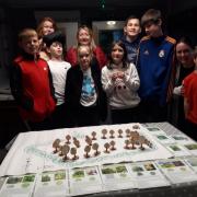Young Denholme residents planning the orchard