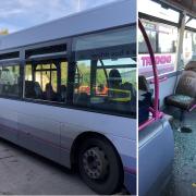 Vandals smashed the window of a bus in Bierley, forcing two services to avoid the area for the foreseeable