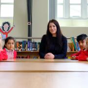 Beckfoot Allerton Primary School and Nursery headteacher, Michelle Blanchard MBE, with pupils