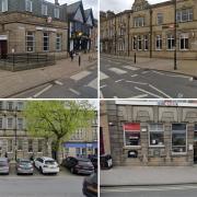 HSBC bank branches in Brighouse (top-left), Ilkley (top-right), Skipton (bottom-left) and Horsforth (bottom-right) will close next year