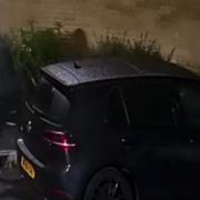 Shocking footage shows yob smashing car windows and stealing stereos