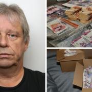 Christopher Gaunt was jailed. Pictured are wads of counterfeit money