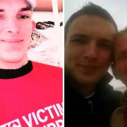 Daniel Galloway, pictured left in a charity top for Victim Support. Pictured right, Daniel Galloway with his late mum Vera Hudson