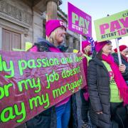 Teachers gathered for strike action at The Mound in central Edinburgh on January 25, calling for a fair pay deal for teachers