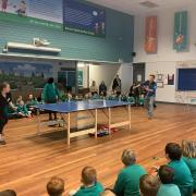 Mark and Fran Currie give a demonstration at Hoyle Court Primary School, Baildon