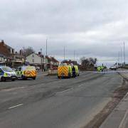 The scene of a fatal crash on Stanningley Road where a woman died