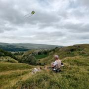 Kite-flying near Conistone Moor