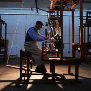 William Gaunt weaving at Sunny Bank Mills in Farsley