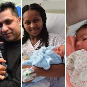 Dad Niaaz with his new little one, mum Tianah with Esias, baby Juman