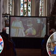 The coronation was screened at Bradford Cathedral and Centenary Square and watched by a four-legged fan and people alike