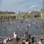 Bradford Mirror Pool in the sunshine