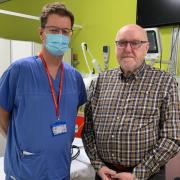 Trial participant Mr Keith Winn with Consultant Cardiologist Steven Lindsay