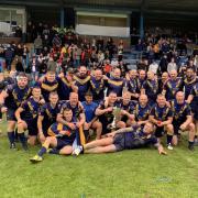 Bradford Dudley Hill celebrate after winning the cup in Featherstone.
