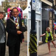 From left, former Lord Mayor of Bradford, Councillor Khadim Hussain, pictured in 2013, and Beth Currie take part in previous year’s Hat Throwing events held in the city
