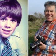 Mark Winterbourne during his school days, pictured left, and now, pictured right