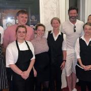 Hollywood star Hugh Jackman with staff at Steeton Hall Hotel
