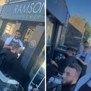 Owner Khuram Ramzan took the barbershop’s appointments onto the street