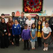 The finalists with the Mayor of West Yorkshire, Tracy Brabin, and Simon Armitage